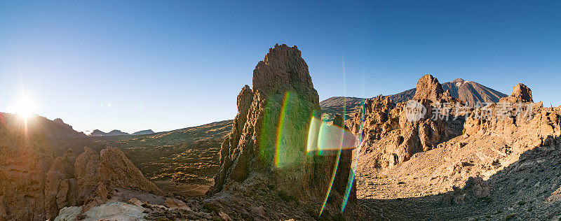 美丽的岩石形成的全景图国家公园del Teide, La Ruleta vista点，特内里费，加那利群岛，西班牙-股票照片